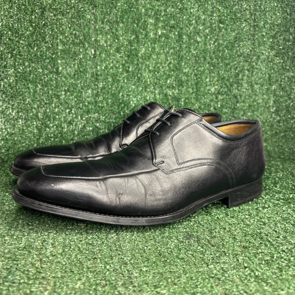 Magnanni‎ Leather Lace Up Apron Toe 12653 Classic Derby Shoes Black Mens Sz 11 D